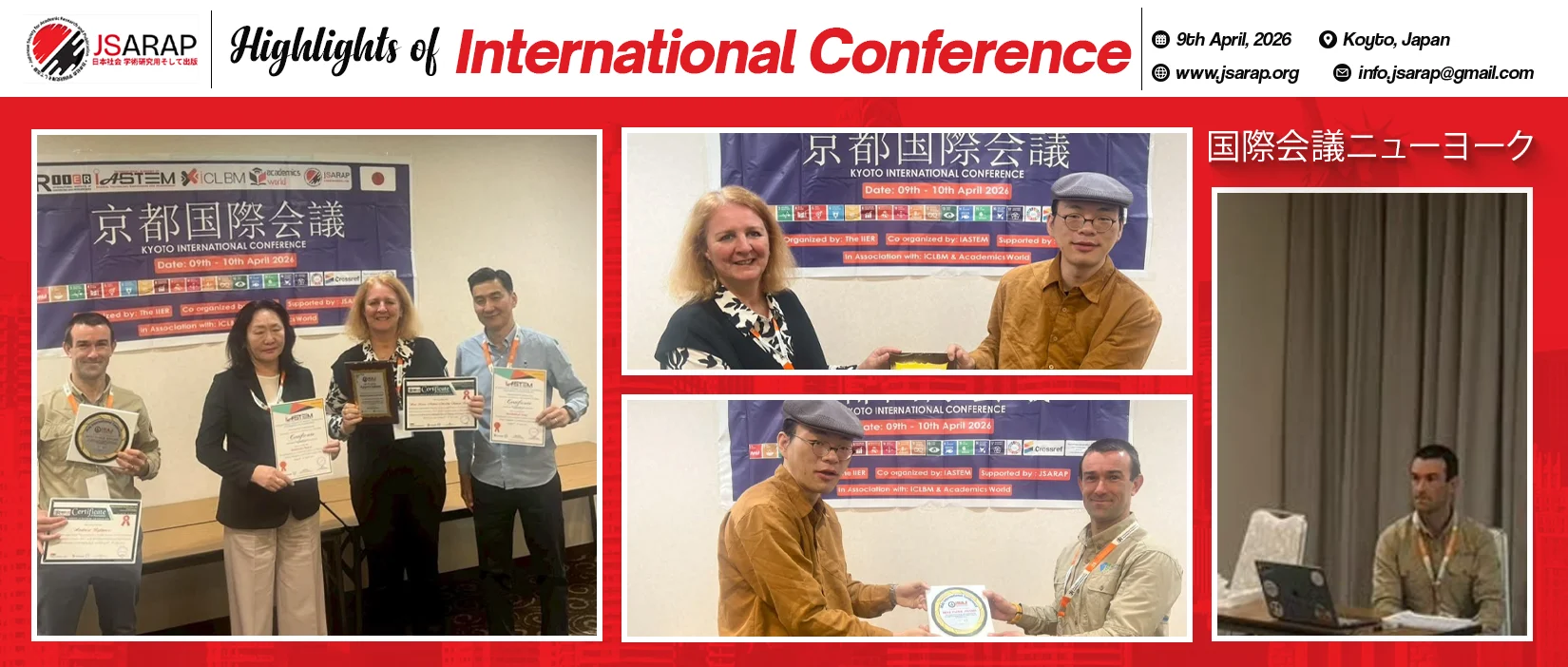 JSARAP Internation Conference in Kyoto, Japan, April 9, 2026