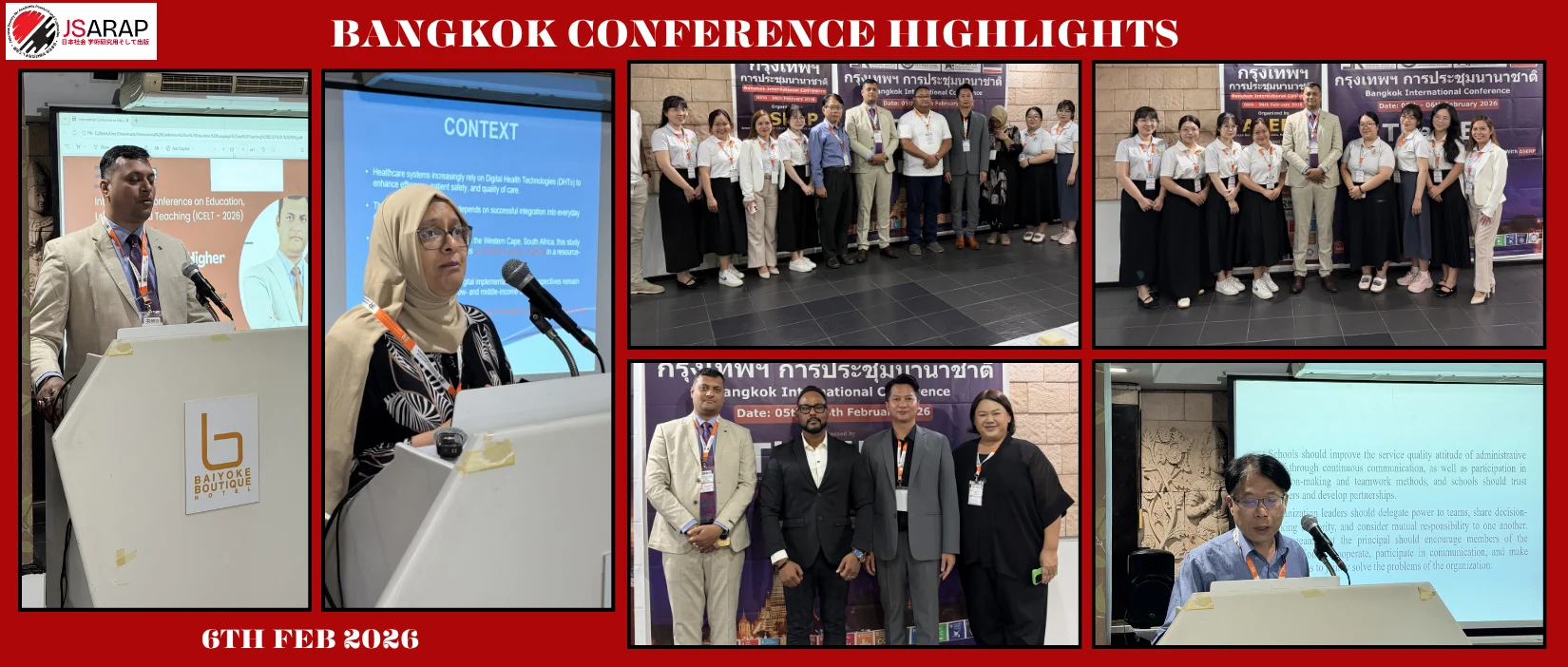 JSARAP International Conference in Bangkok, Thailand, February 6, 2026